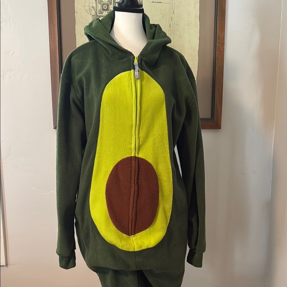 Green and Brown Avocado Halloween Costume with Hood